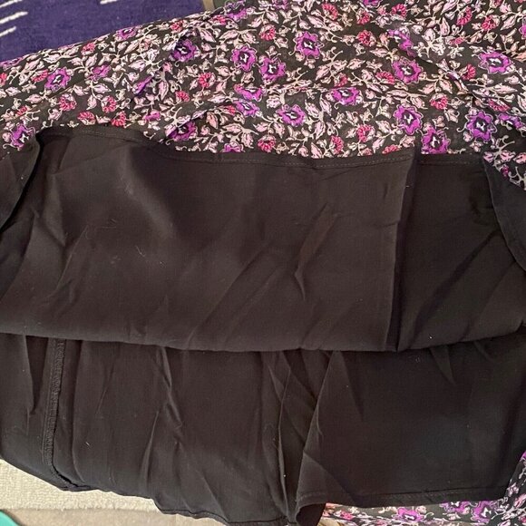 Lane Bryant Chiffon Dress Womens Size 16 Ruffles Button Down Floral Purple - Picture 7 of 11